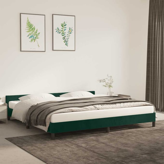 vidaXL - Bedframe - zonder - matras - 200x200 - cm - fluweel - donkergroen