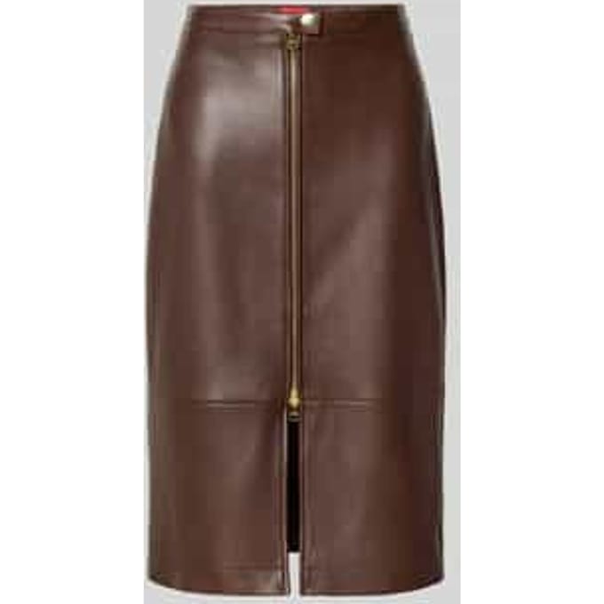 Smalle midi-rok van echt lamsleer model 'Lacelo'