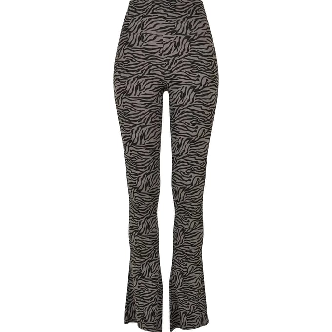 Urban Classics - High Waist Zebra Boot Cut Legging - M - Grijs/Zwart