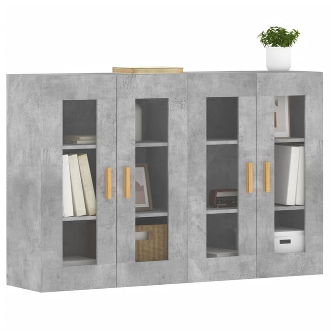 vidaXL - Hangkasten - 2 - st - bewerkt - hout - betongrijs
