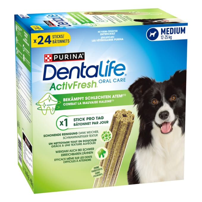 48 Sticks Purina Dentalife Active Fresh Tägliche Zahnpflege-Snacks für mittelgroße Hunde Hundesnacks