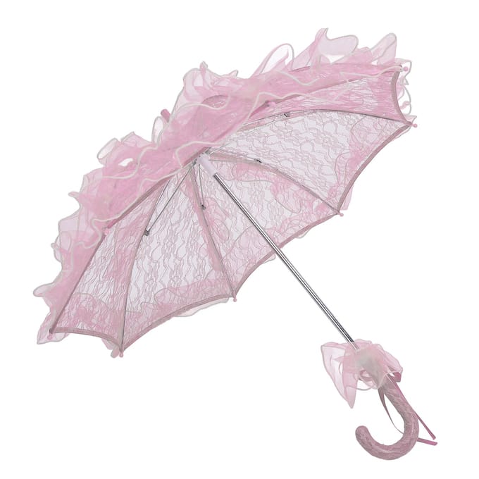 Kant Parasol Paraplu Handgemaakt Bruiloft Bruids Kant Paraplu Elegante Decoratieve Kant Paraplu roze