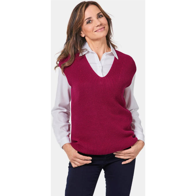 Modieuze slip-over - bordeaux - Gr. 52 van Goldner Fashion
