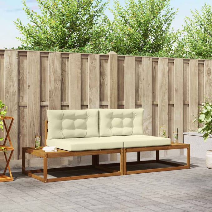 vidaXL - Buiten - bank - set - Massief - Acacia - Hout - en - Polyester