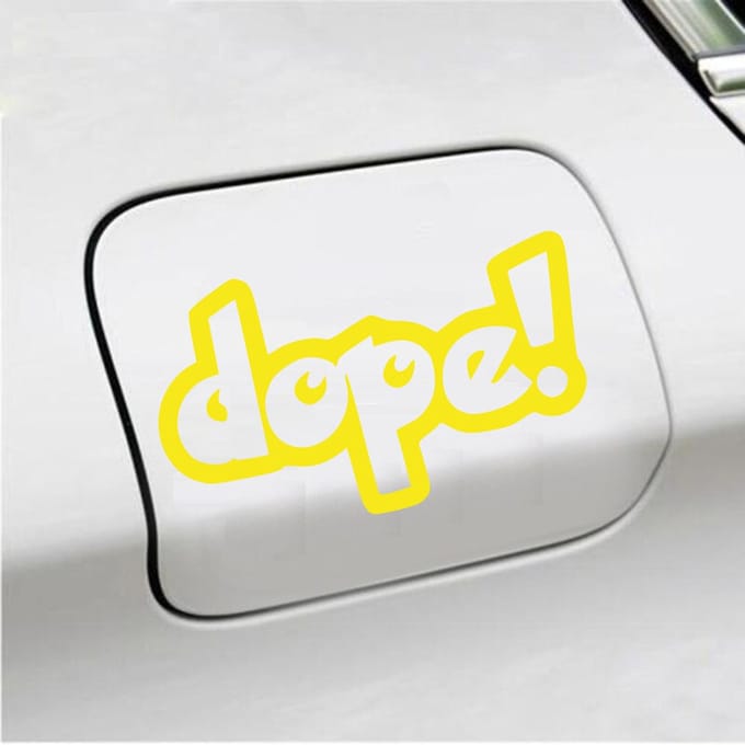 Bumpersticker - Dope! - 10 X 17 - Geel