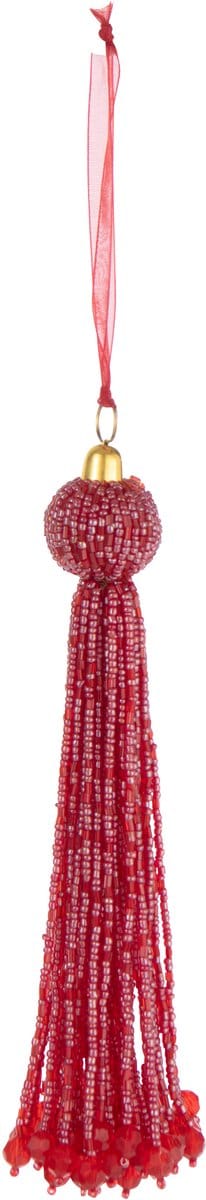J-Line hanger Kwast Kralen - glas - rood