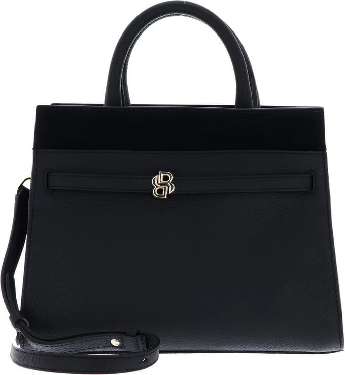 BOSS Leren Handtas Schoudertas Beverly Business Tote Black Zwart