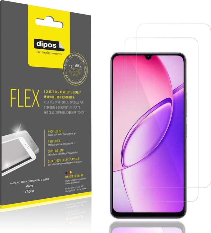 dipos – 2x Beschermfolie geschikt voor Vivo Y60m | 3D Full Cover Screenprotector | 100% Passend