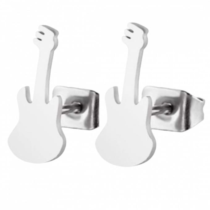 Oorbellen -gitaar- RVS -1 cm-Charme Bijoux