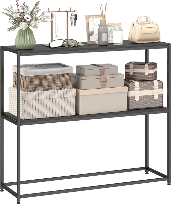 HOMCOM Consoletafel - Spaanplaat - 100x30x87cm - Zwart