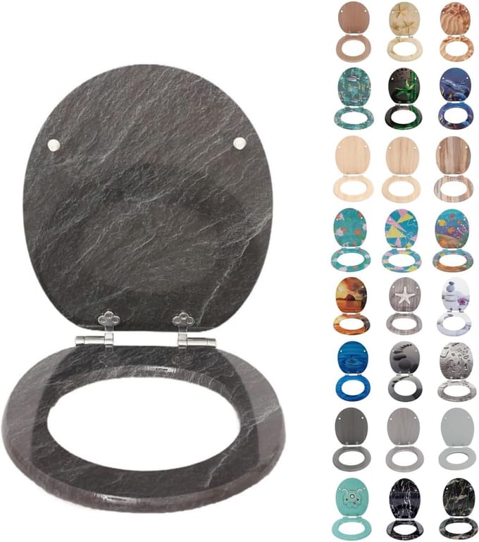Wc-bril wc-bril met softclosemechanisme, MDF houten kern, Softclose scharnier