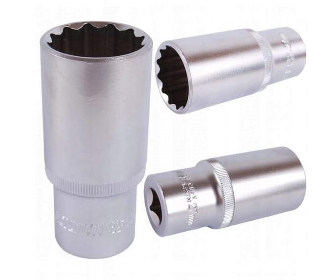 Lange 1/2" dopsleutel 16 mm 12-zijdig Cr-V staal