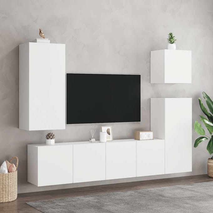vidaXL - Tv-meubels - 2 - st - wandgemonteerd - 80x30x41 - cm - wit