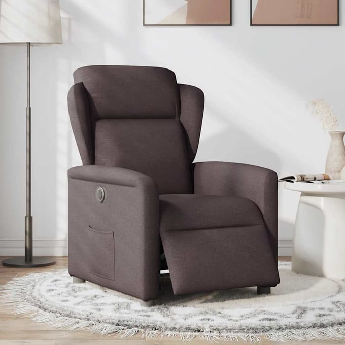 vidaXL - Fauteuil - verstelbaar - elektrisch - stof - donkerbruin