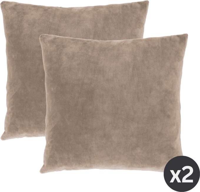 Tiseco Home Studio - Kussen (gevuld) MARSHMALLOW - SET/2 - polyester - teddyvulling - super zacht - Vierkant - 45x45 cm - Taupe