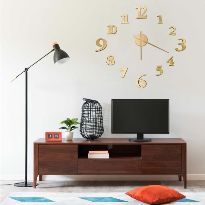 vidaXL 3D-wandklok modern XXL 100 cm goudkleurig