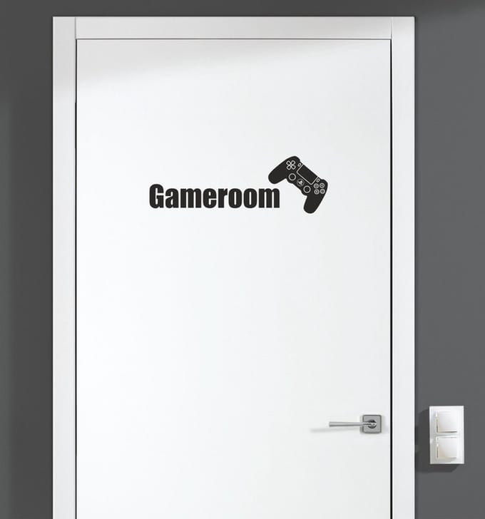 Deursticker - Gameroom - Zwart 23x7,5
