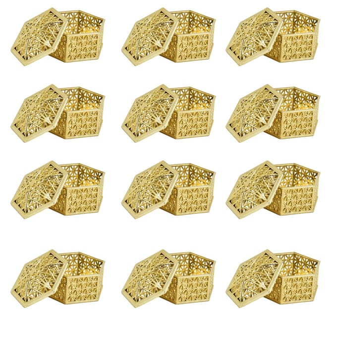 12 STUKS Holle Snoepdoos Plastic Snoepdoos Container voor Bruiloft Bruidsdouche BenodigdhedenGoud beige