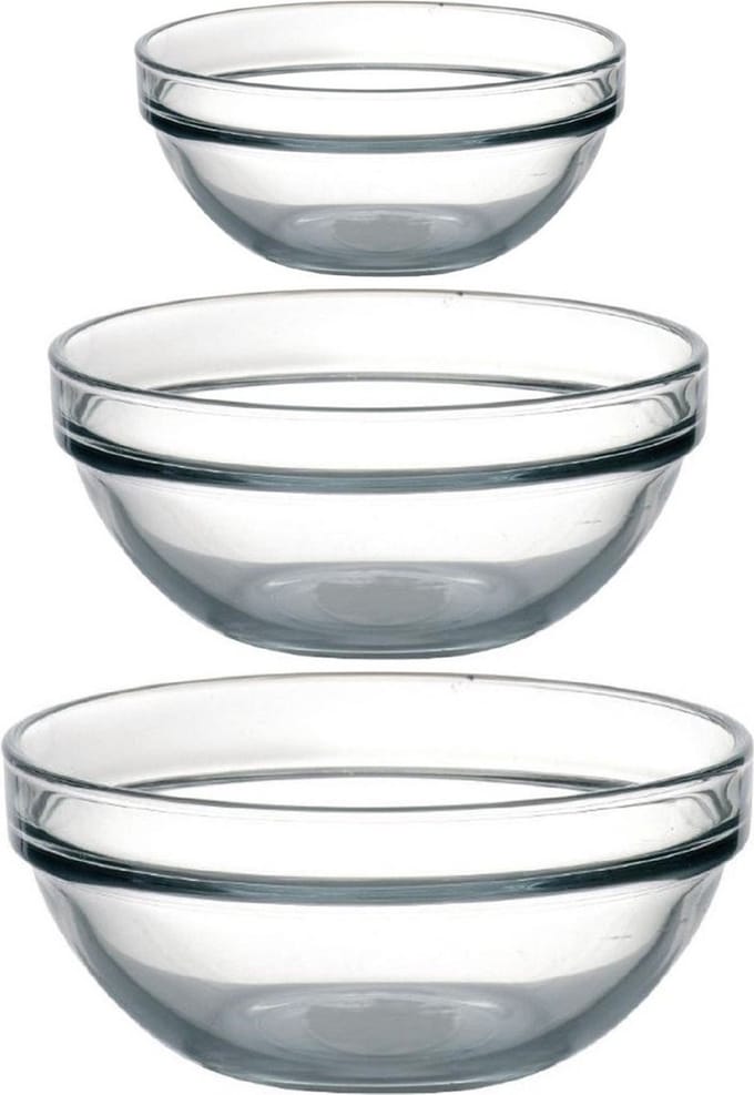 Luminarc Schaaltjes set - 6x stuks - 3 formaten 20-26-29 cm - kommetjes - glas