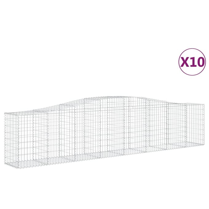 vidaXL - Schanskorven - 10 - st - gewelfd - 400x50x80/100 - cm - ijzer