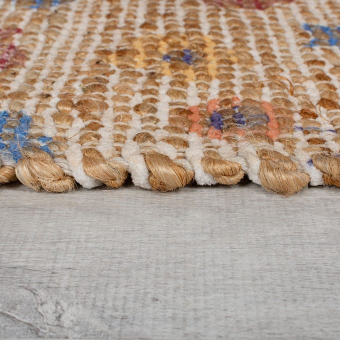 Flycarpets Loper Jute Patchwork Vloerkleed - Taylor - Blauw 67x300 cm