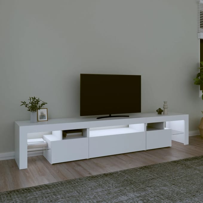 vidaXL - Tv-meubel - met - LED-verlichting - 215x36,5x40 - cm - wit