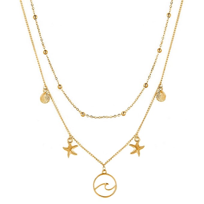 Multi Layer dames ketting Ocean Shell Starfish Goudkleurig