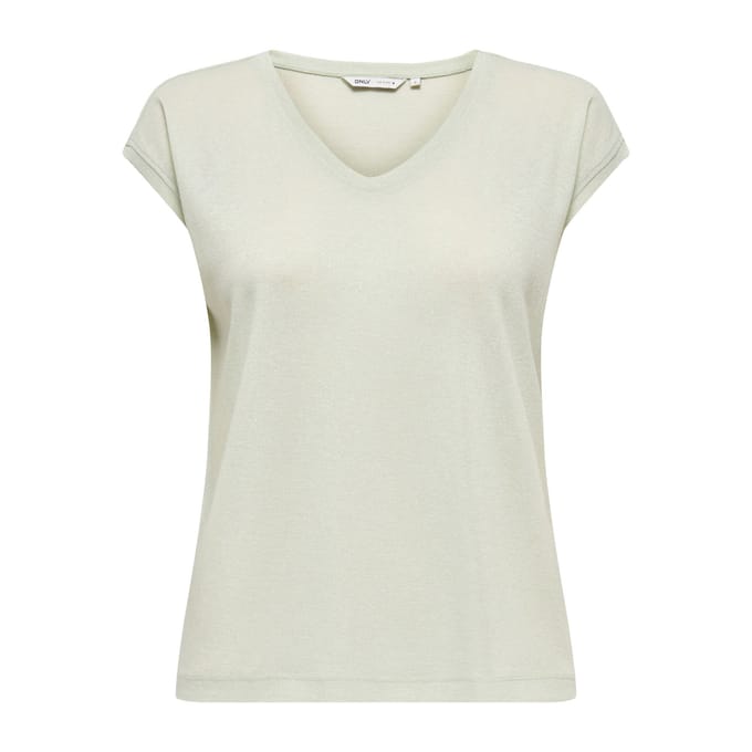 ONLY- ONLSILVERY S/S V NECK LUREX TOP JRS NOOS - Heren - T-shirt