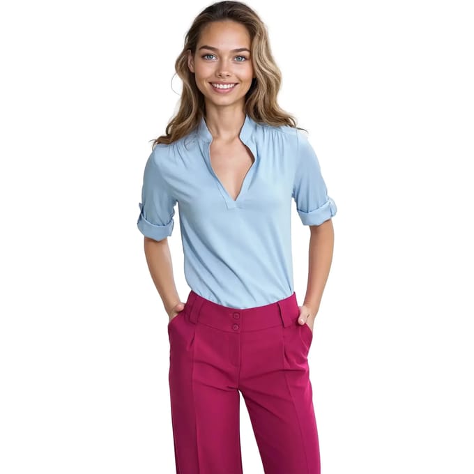 Blouse met opgerolde mouwen voor dames Nife