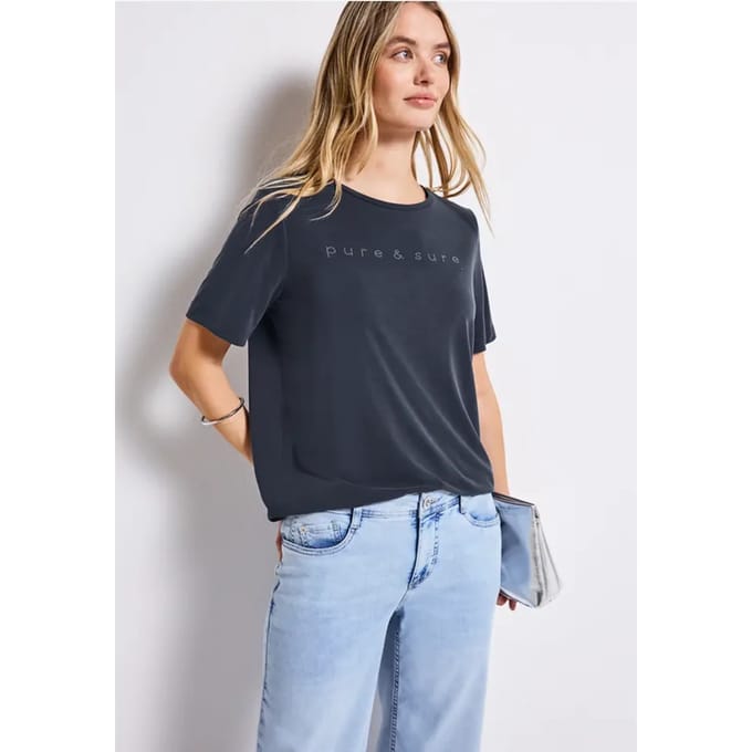 Silk-Look Shirt met tekst