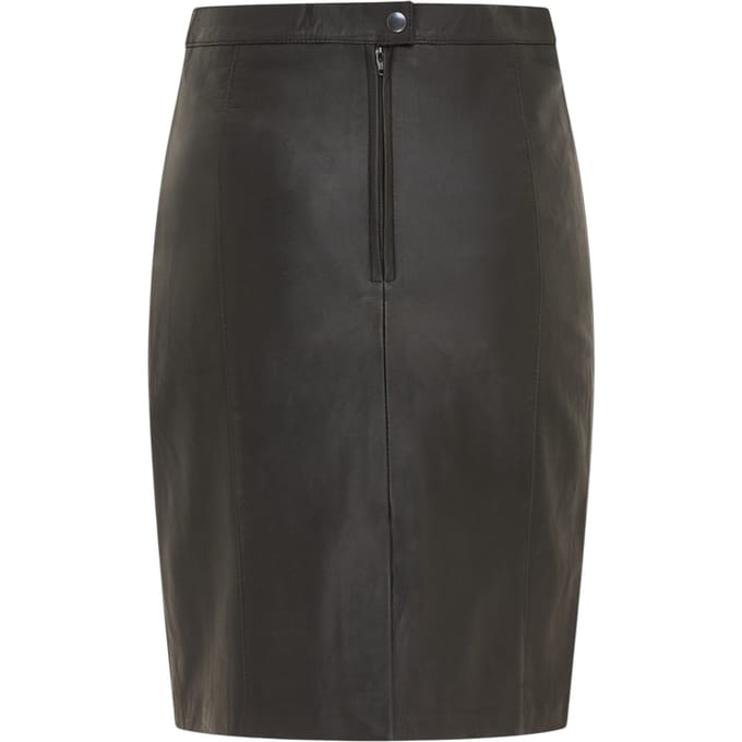 Dames zwarte leren Biker potlood lange midi rok - Avery