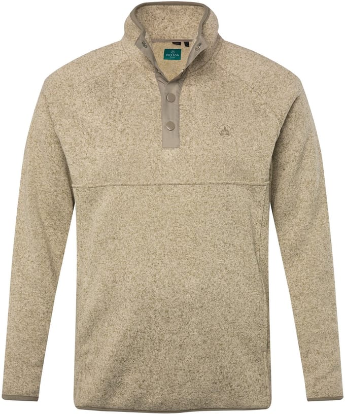 Boston Park - Heren - Troyer gebreid fleece drukknopen - Beige - Maat 68+