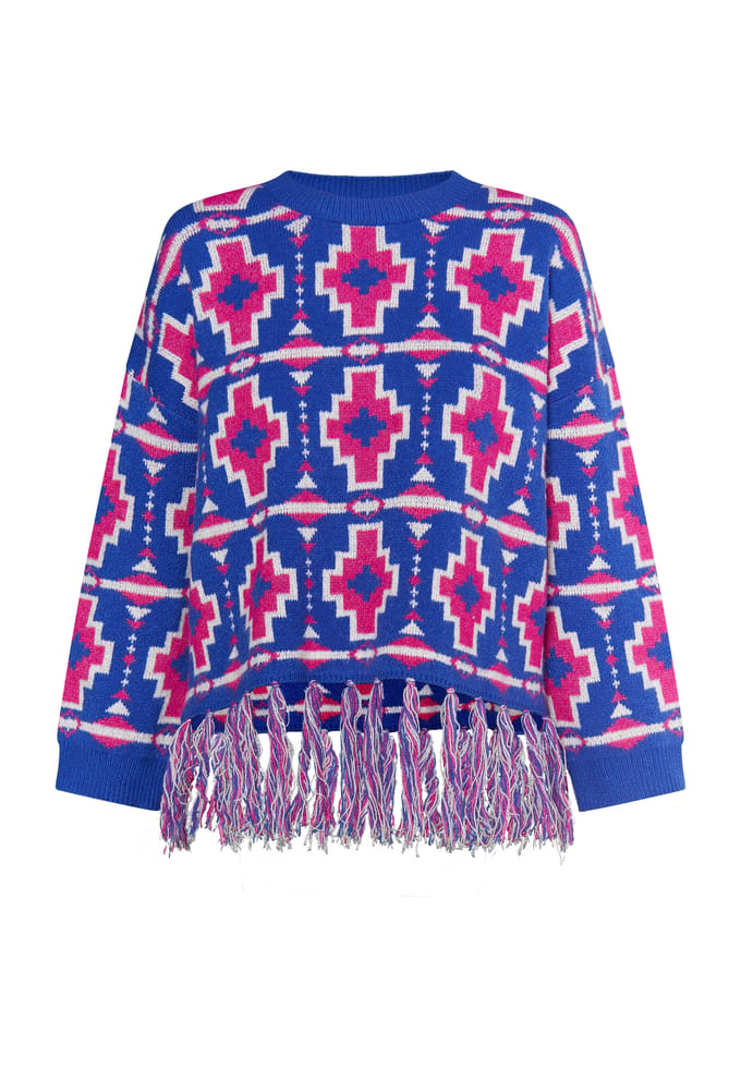 IZIA Jumper Dames BLAUW ROZE WIT