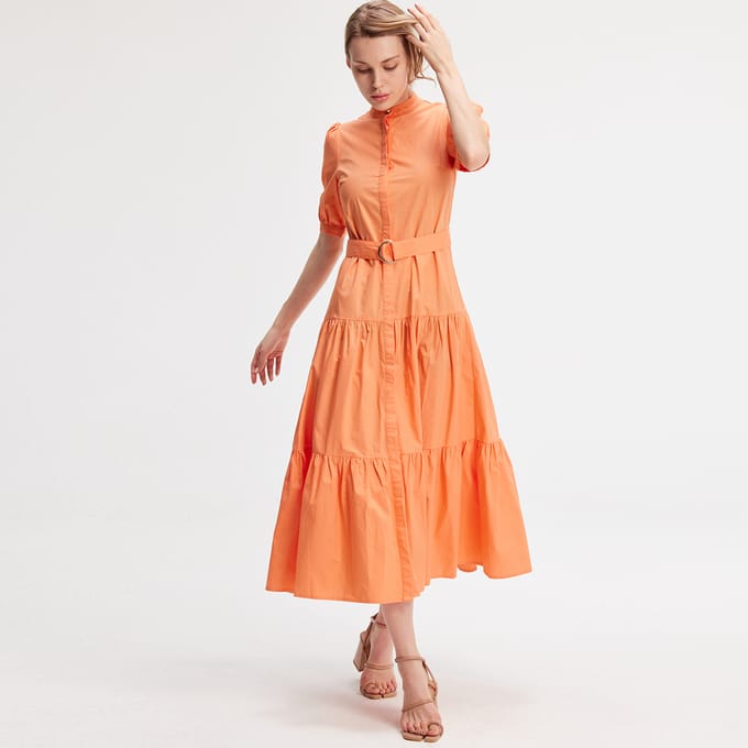 Katoenen shirtjurk met toegevoegde riem