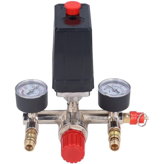 Luchtcompressor Drukklep Kit Verticale Schakelaar Verdeelstuk Regulator 90?120PSI AC 100240V