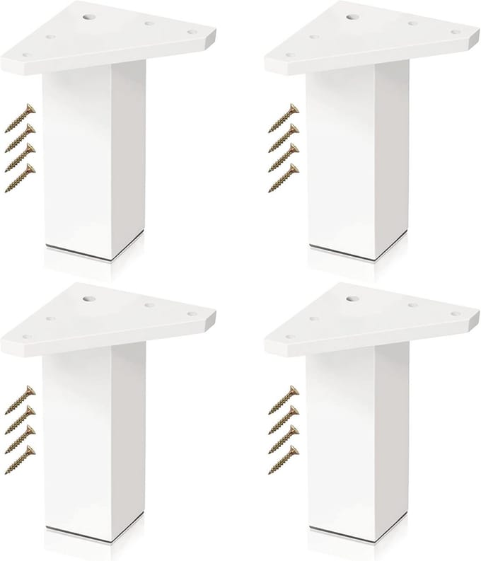 Meubelpoten Wit - Set van 4 - Hoogte 100 mm - Vierkant 40 x 40 mm - Inclusief Schroeven