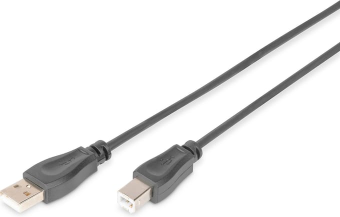 Digitus AK-300105-030-S USB-kabel USB 2.0 USB-A stekker, USB-B stekker 3.00 m Zwart Rond, Afgeschermd (dubbel)