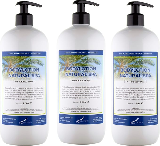 Bodylotion Natural Spa 1 Liter - met gratis pomp - set van 3 stuks