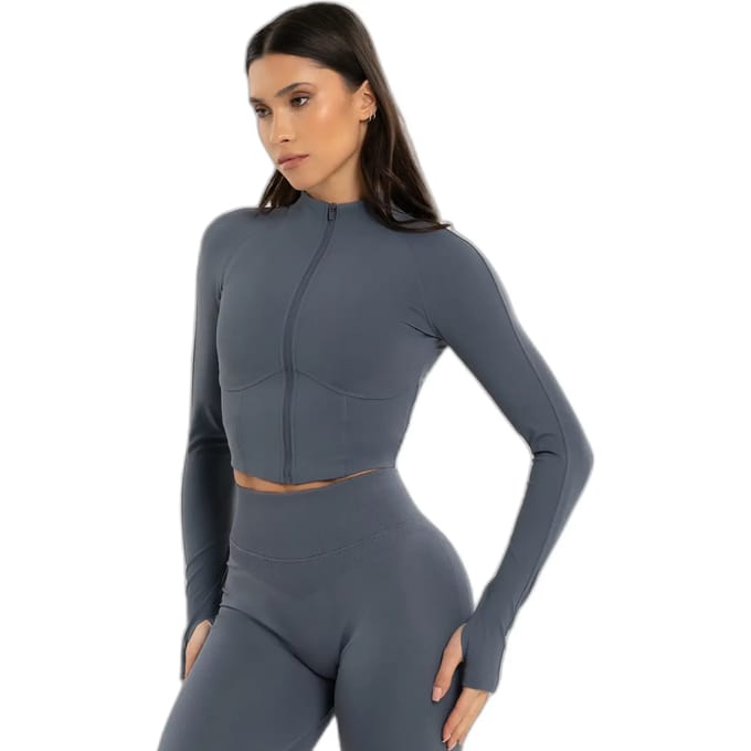 Dames Crop Zipp Hoodie Gym Glamour