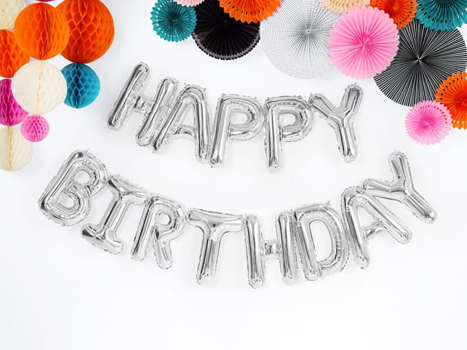Partydeco - Folie Happy Birthday Zilver