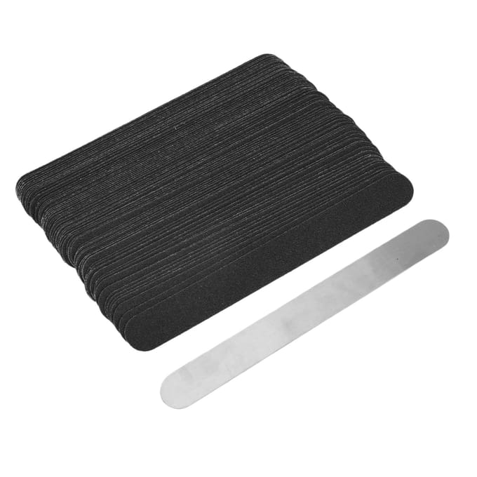 100 Stuks Vervangende Nagelvijl Strips Kit met Herbruikbare Roestvrijstalen Nagelvijl Basisplaat black