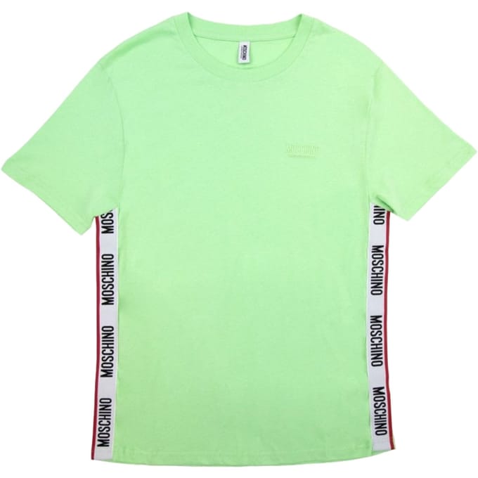 Moschino groen T-shirt met getapete zoom en logo