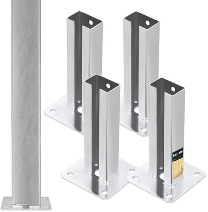 Set van 4 paaldragers 60 x 40 mm voor hek- en leuningprojecten - thermisch verzinkt