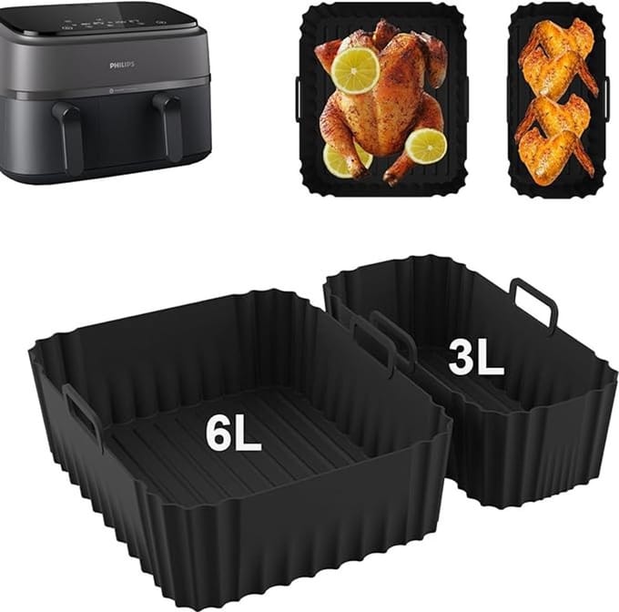 2 Stuks Siliconen Vorm - Heteluchtfriteuse Accessoires Voor Philips Dual Basket Airfryer 3000-serie 6L/3L Heteluchtfriteuse - Siliconen Vorm - Accessoires Voor Philips Airfryer Dual Basket 3000