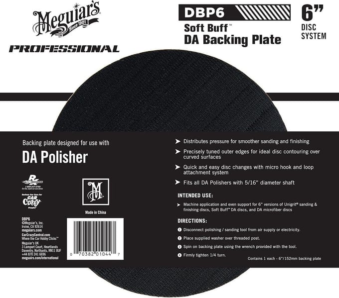 6 inch Soft Buff Backing Plate voor Dual Action Polisher