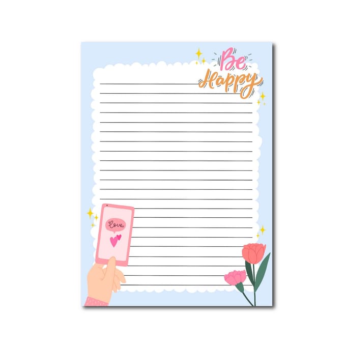 A5 Notitieblok - Stationery - Bloemen - Blauw