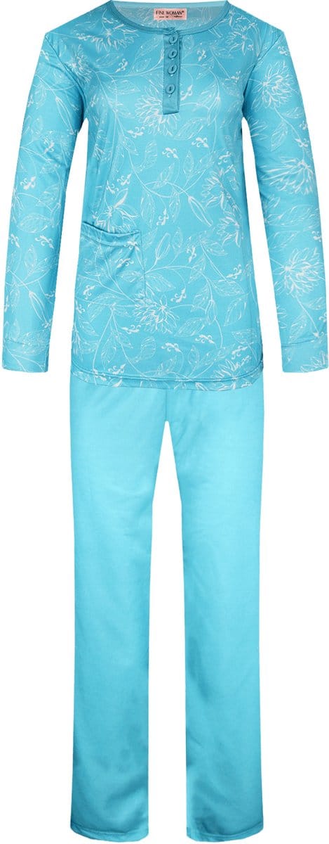 Dames pyjama print turqoise XL