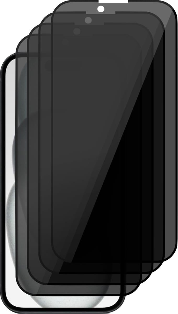 Privacy Screenprotector geschikt voor iPhone 15 Plus - 4x Glas Screen Protector FullGuard
