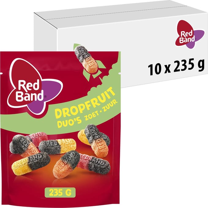 Red Band magic Drop fruit duo's - snoep - zoet zuur & drop - 10x235g