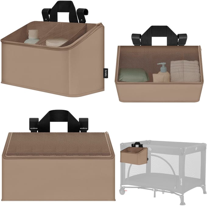 Lionelo Sidepocket Medium – Bedside Pocket Wiegorganizer 43×15×23 cm – 3 ritsvakken & handvat – Voor reisbed, co-sleeper & box – Verstevigd, multifunctioneel & afneembaar